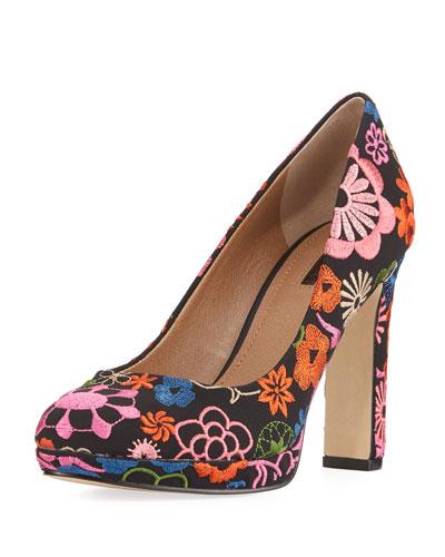 Brentwood Embroidered Platform Pump