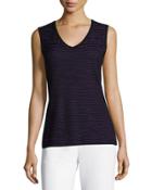 Contrast-knit Tank, Purple/black