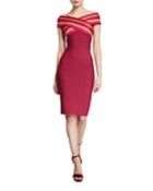 Off-the-shoulder Strip-jacquard Dress