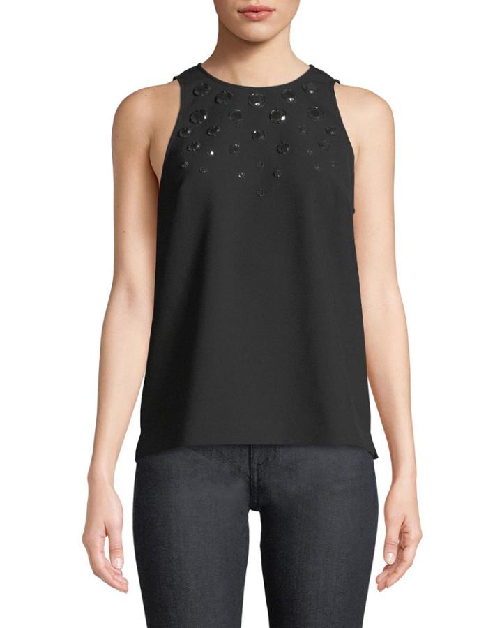 Juna Sleeveless Embellished-yoke Blouse