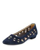 Gordie Laser-cut Suede Flat, Blue