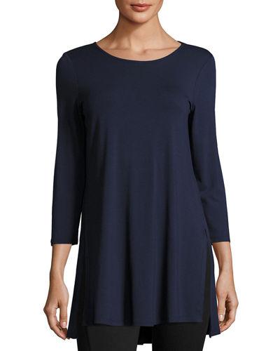 3/4-sleeve Side-vent Jersey Top