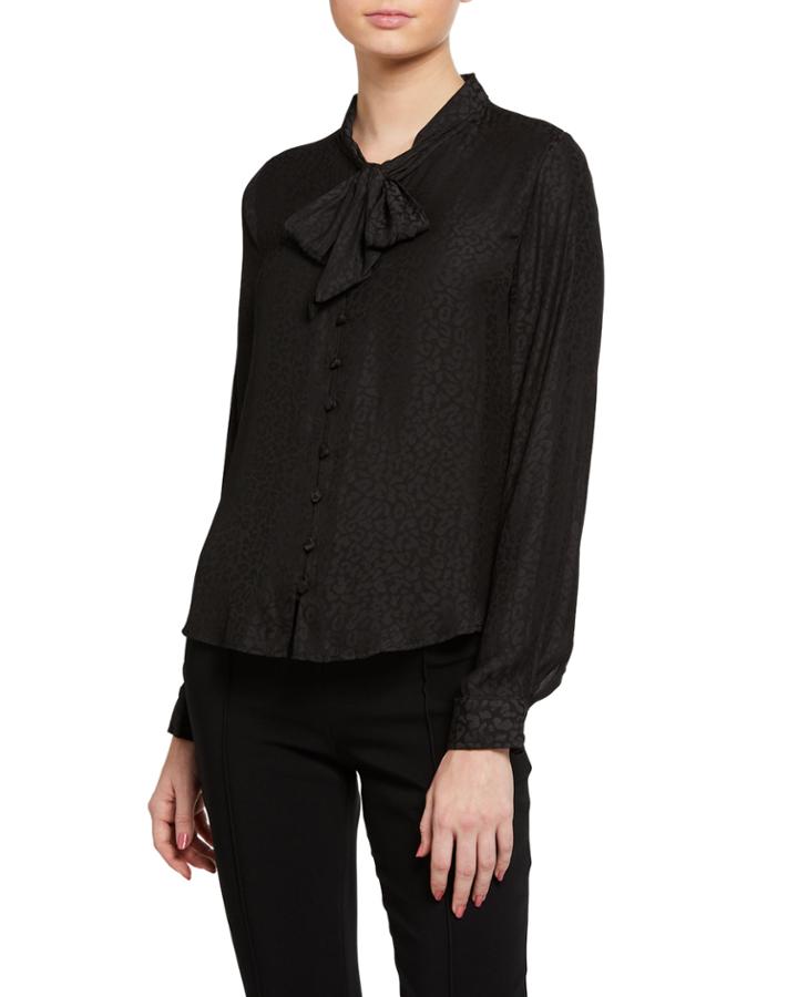 Jacquard Tie-neck Blouse