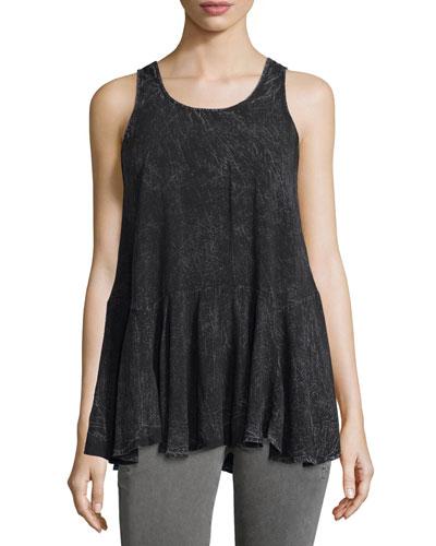 Teton Printed Ruffle Top, Black
