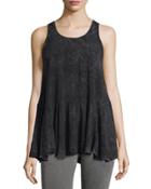 Teton Printed Ruffle Top, Black