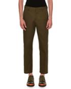 Textured Straight-leg Pants, Olive