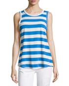 Split-back Muscle Tee Tank, Blue Boating