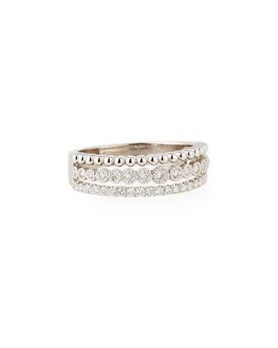 Illusion-stacked Three-row Ring With Diamonds,