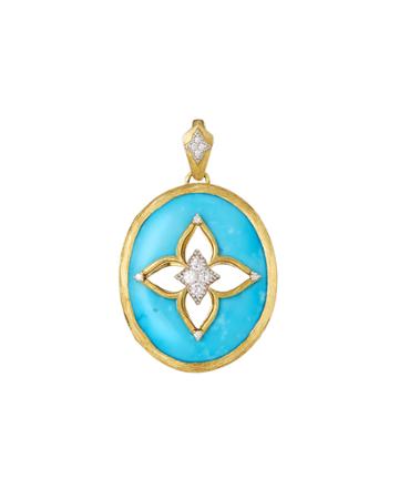 Moroccan 18k Turquoise Diamond Pendant