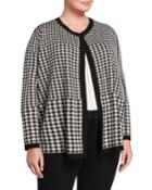 Plus Size Houndstooth Open-front Cardigan