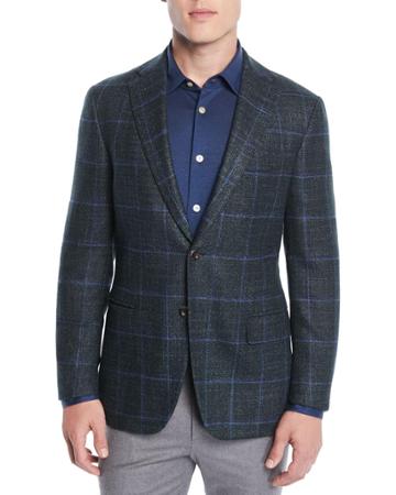 Men's Windowpane Two-button Jacket