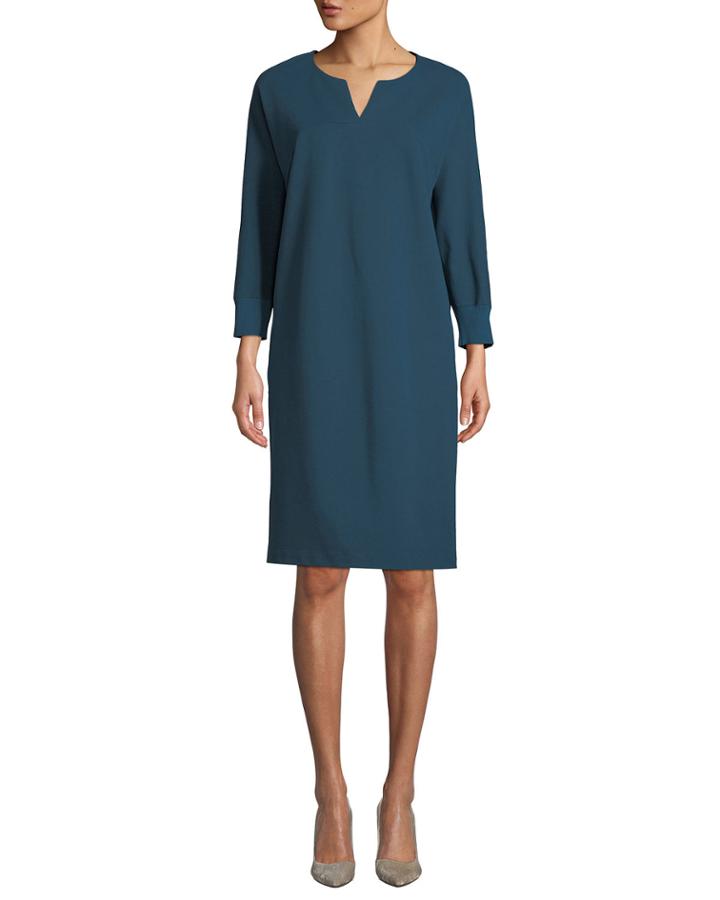 Thoren Shift Dress With Knit Trim