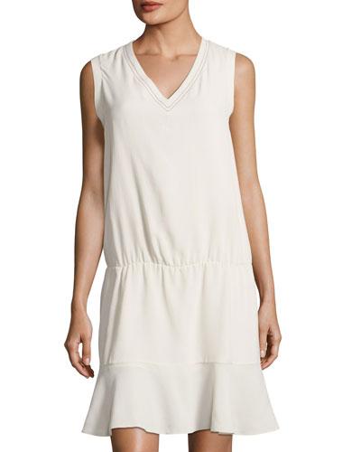 Dropped-waist Silk Sleeveless Dress