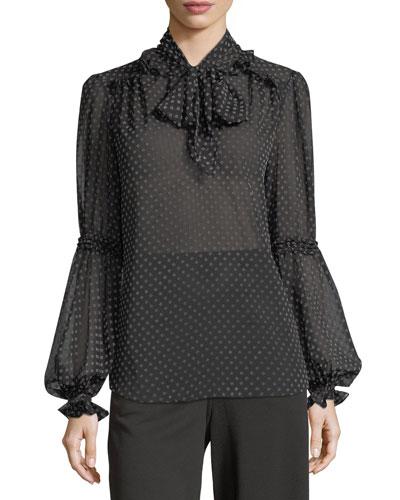 Ruffled High-neck Blouse