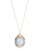 Old World Oval Chalcedony & Diamond Pendant Necklace