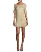 Harlow Embellished Chevron Shift Dress, Yellow