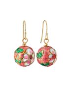 Cloisonne Bead Earrings, Peach