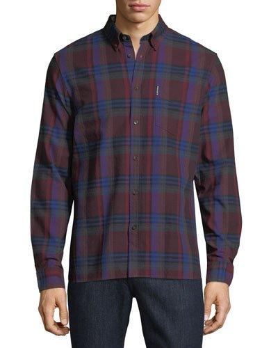 Button-front Brushed Crepe Check