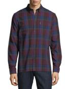 Button-front Brushed Crepe Check