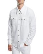Men's Solid Denim Snap-front