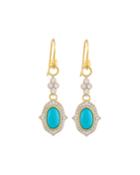 Moroccan 18k Oval Double Drop Earrings, Turquoise
