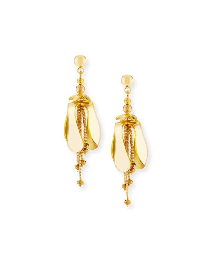 Orchid Flower Drop Clip-on Earrings