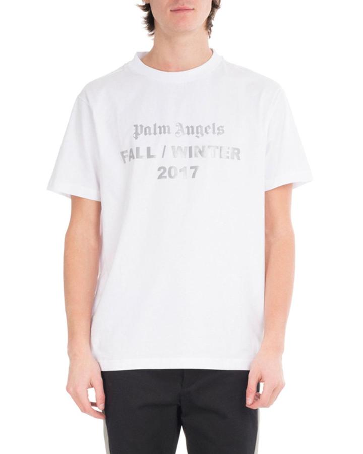 Reflective Logo Cotton T-shirt, White