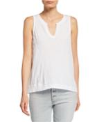 Peach Split V-neck Cotton Tank