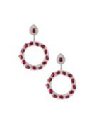 18k White Gold Diamond & Ruby Hoop-drop Earrings
