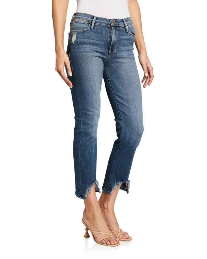 Le High Straight Chewed-hem Ankle Jeans