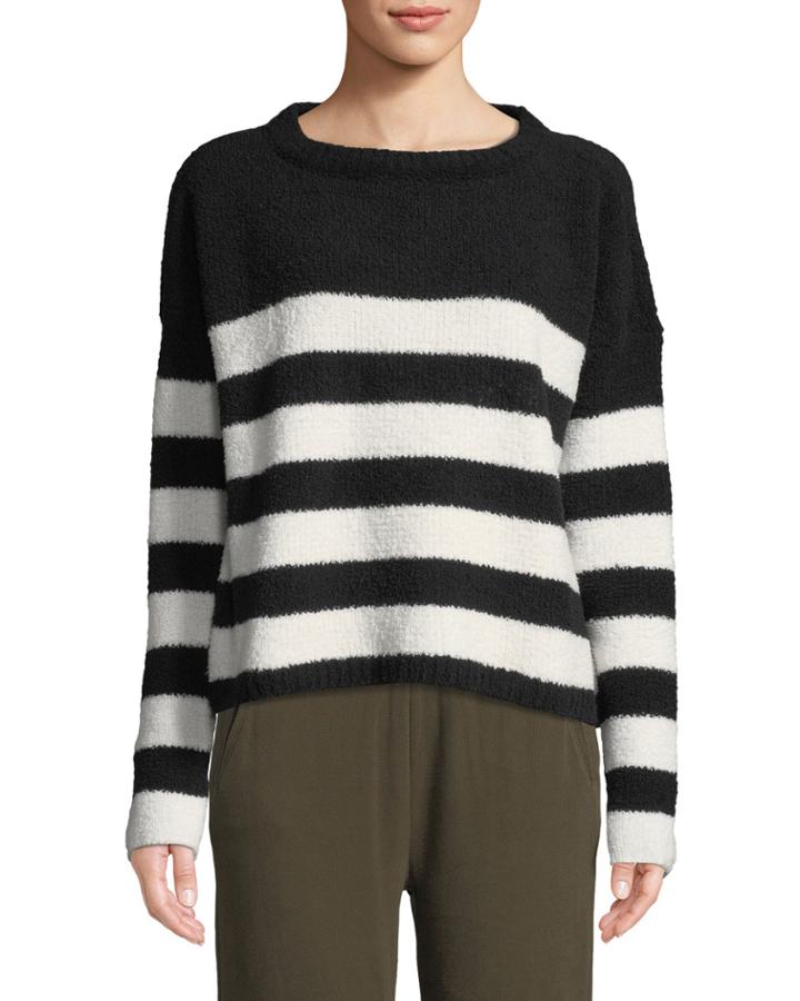 Striped Chenille Boat-neck