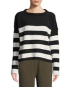 Striped Chenille Boat-neck