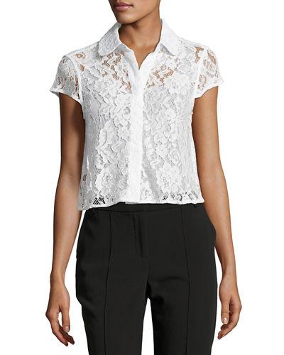 Cap-sleeve Floral-lace Jacket
