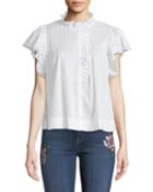 Nouveau Eyelet-lace Button-front Blouse
