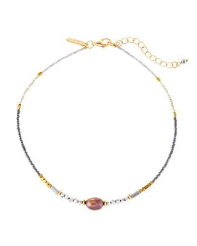 Beaded Freshwater Pearl Choker Necklace, Gray