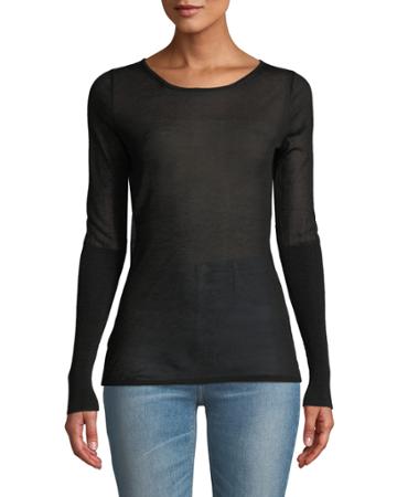 Cashmere-blend Sheer Pullover Tee