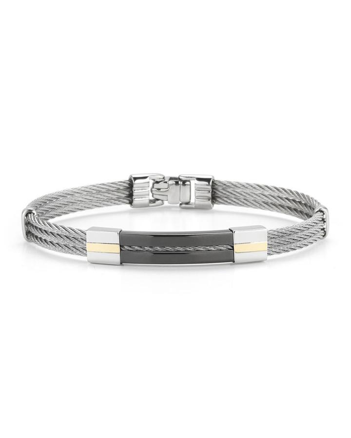 3-cable Slit-station Bracelet, Gray