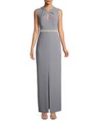 Knotted Pearly-waist Column Gown