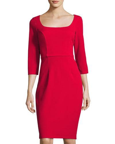Scoop-neck Sheath Dress, Red