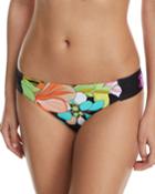 Bouquet Floral-print Shirred-side Hipster Swim Bikini Bottoms