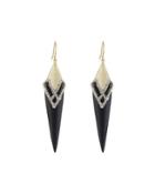 Crystal-encrusted Lattice Lace Drop Earrings, Black