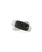 Classic Chain Crossover Black Sapphire Ring,