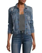 Amelia Distressed Jean Jacket, Blue