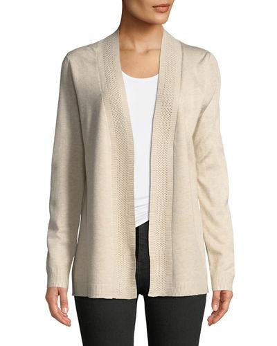 Open Front Novelty-stitch Cardigan