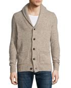 Shawl-collar Elbow-patch Cardigan Sweater,