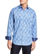 Men's Patterned Sport Shirt With Contrast Reverse Detail