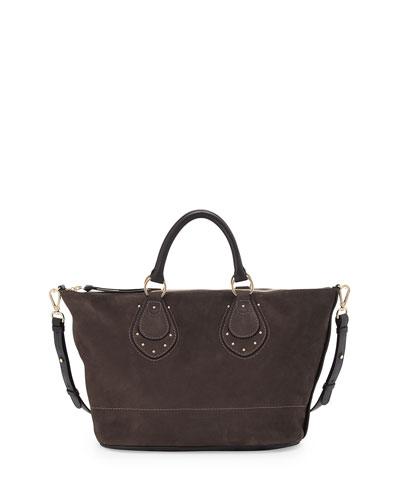 Janice Leather Bowling Bag, Graphite