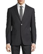 Pinstripe Two-piece Wool-blend Suit, Gray/blue
