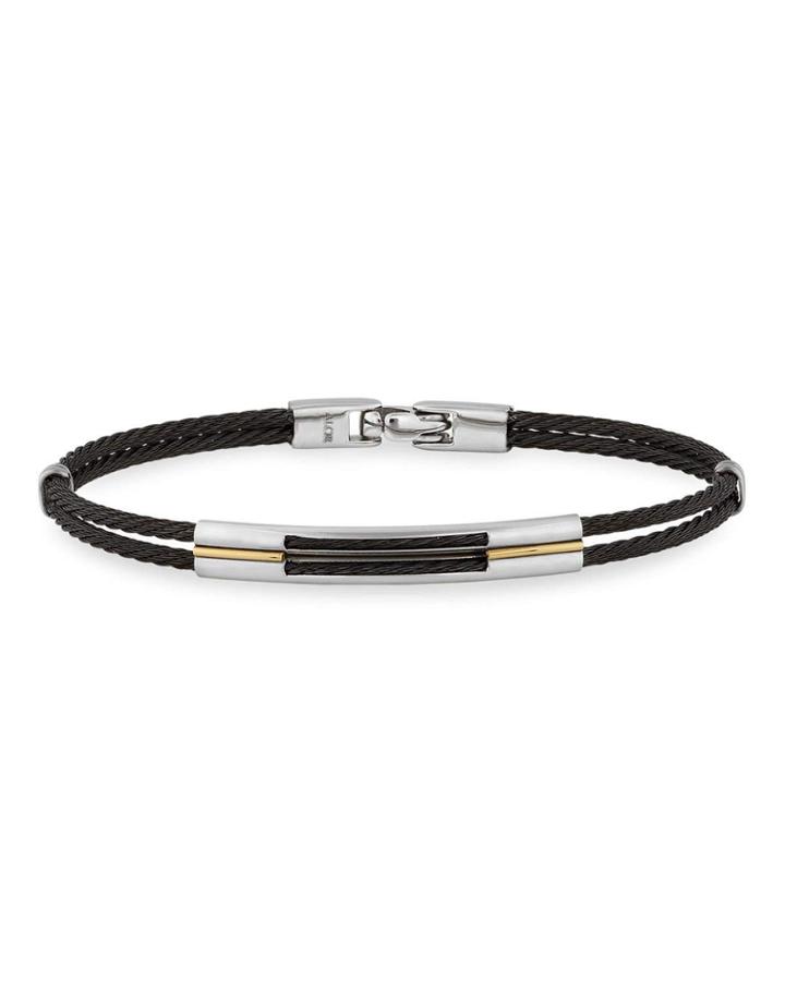 Double-cutout 2-cable Bracelet, Black