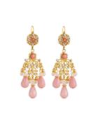 Filigree Chandelier Earrings, Pink